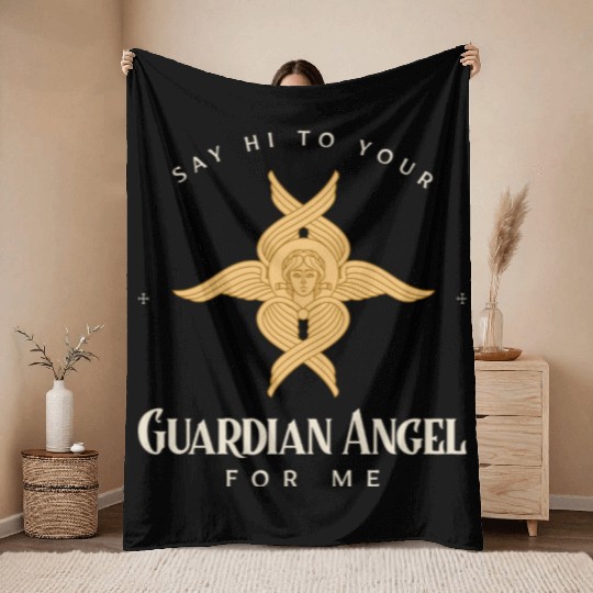 Guardian Angel Emblem Throw Blankets Design