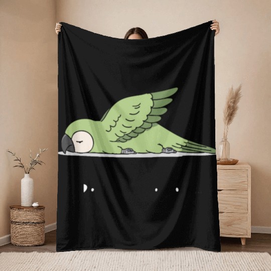 Red-shouldered Macaw Throw Blankets