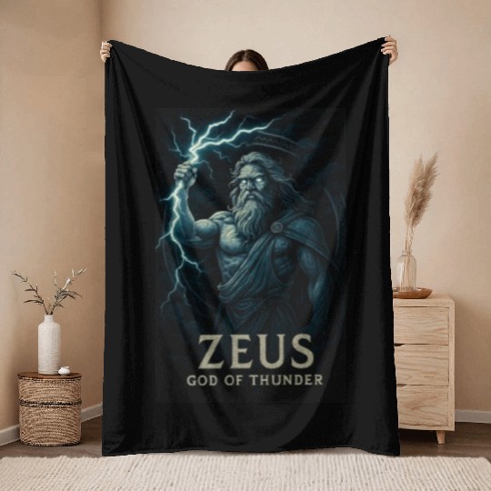 Zeus God of Thunder Mythology Design Throw Blankets