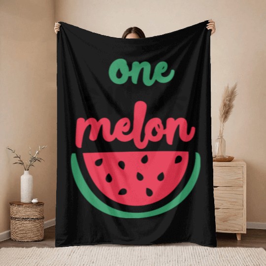 One in a melon Throw Blankets