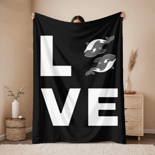 Love Orca Lover Killer Kids Boys Girls Men Women Throw Blankets