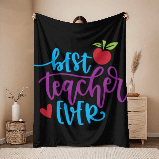 Best Teacher Ever – Apple & Heart Design Throw Blankets