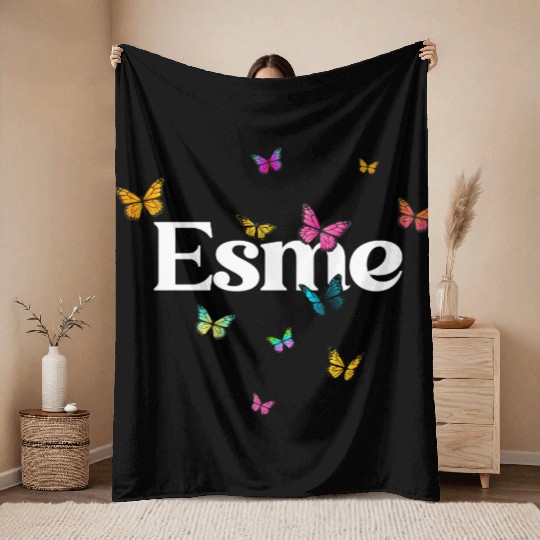 ESME - beautiful girl name with cute butterflies Throw Blankets