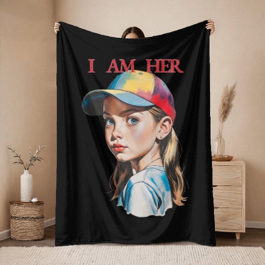 Women Empowerment Courageous Girl Throw Blankets