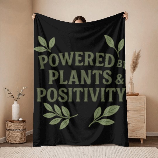 Empowering Plants and Positivity Motif Throw Blankets