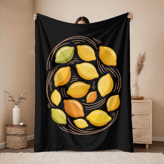Lemon Pattern for Citrus Lovers Throw Blankets