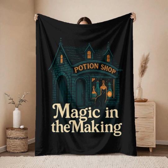 Potion Shop Witchcraft Design Throw Blankets