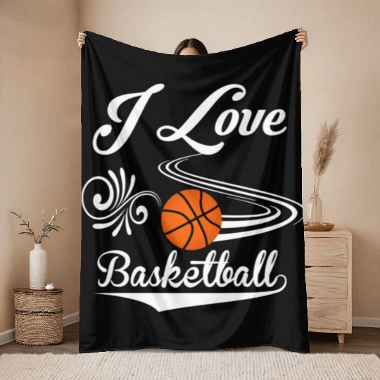 I love basketball Throw Blankets