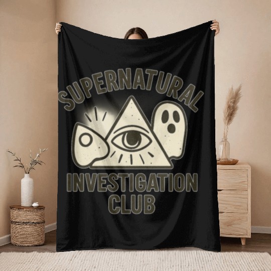 Supernatural Investigation Club Emblem Throw Blankets