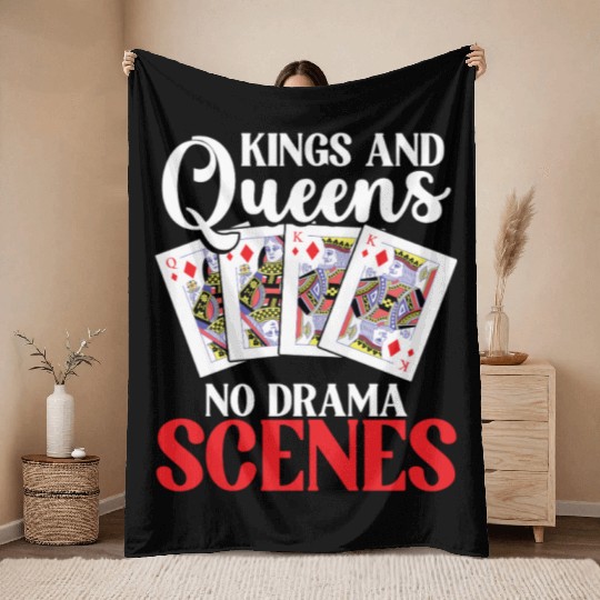 Pinochle Trick Taking Game Drama King Queen Throw Blankets