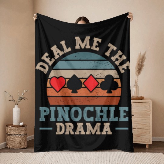 Cool Pinochle Drama Novelty Game Night Session Throw Blankets