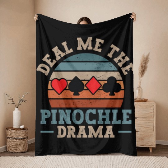 Cool Pinochle Drama Novelty Game Night Session Throw Blankets