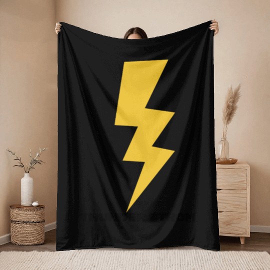 Dynamic Yellow Lightning Bolt Design Throw Blankets