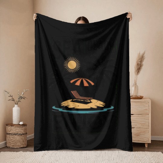 Beach Sunset Palm Island Graphic Throw Blankets