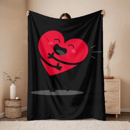 Joyful Heart Embrace Illustration Throw Blankets