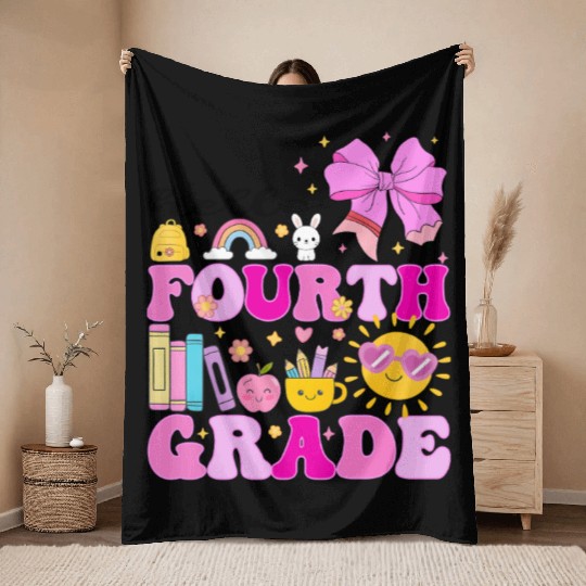 Hello Fourth Grade, Preppy Back to School Throw Blankets