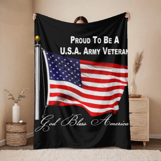 Proud To Be A US Army Veteran Throw Blankets