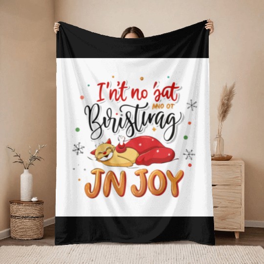 Festive Cat Joy Christmas Design Throw Blankets