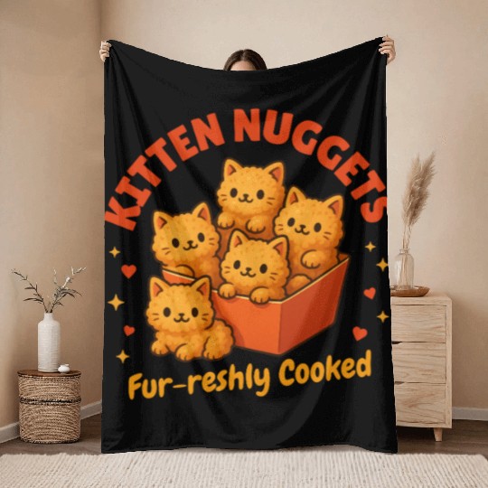 Cute Kitten Nuggets – Funny Food Cat Throw Blankets