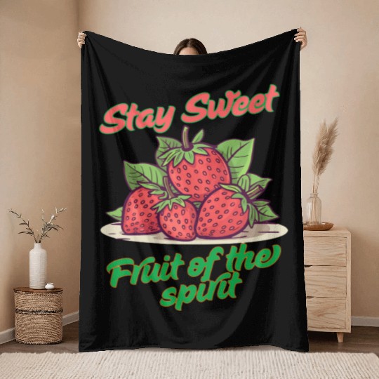 Stay sweet fruit of the spirit, vintage fruit Throw Blankets