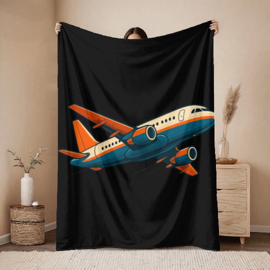 Vivid Flight Path Airplane Design Throw Blankets