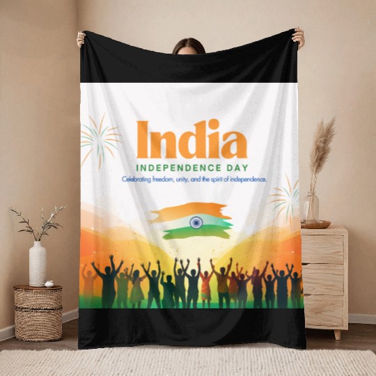 Vibrant India Independence Day Celebration Throw Blankets
