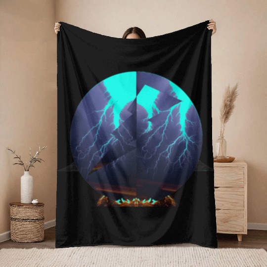 Royal Blue Lightning Throw Blankets