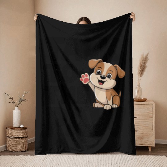 Talk To The Paw Dog Lovers Delight Cute Puppy Throw Blankets