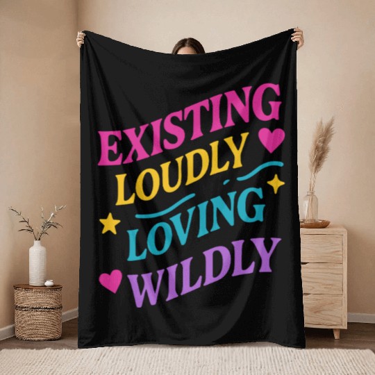 Queer Pride Queer Joy LGBTQ+ Affirmation Trans Throw Blankets