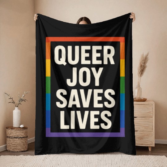 Queer Pride Queer Joy LGBTQ+ Affirmation Trans Throw Blankets