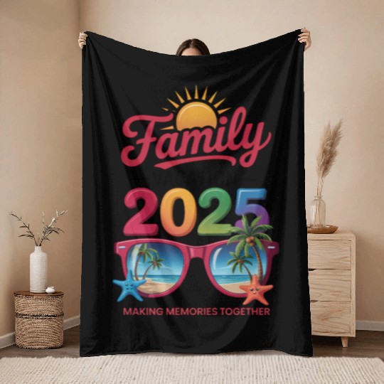 Family Vacation 2025 Sunflower Sunglasses Throw Blankets