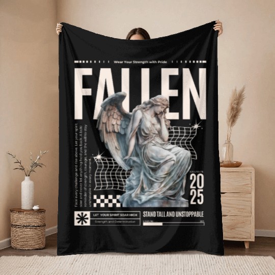 Ethereal Angel Statue Art Print Throw Blankets