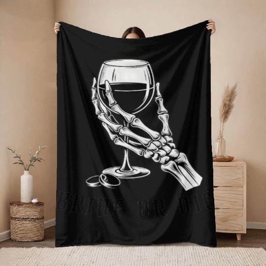 Gothic Skeleton Bachelorette Party Bride or Die  Throw Blankets