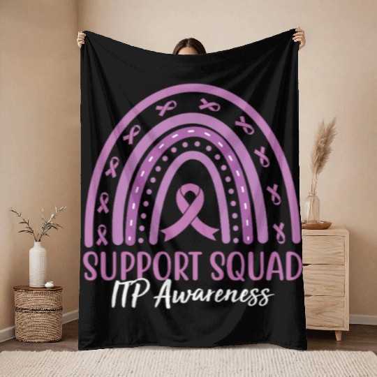Rainbow Support Squad ITP Awareness Throw Blankets