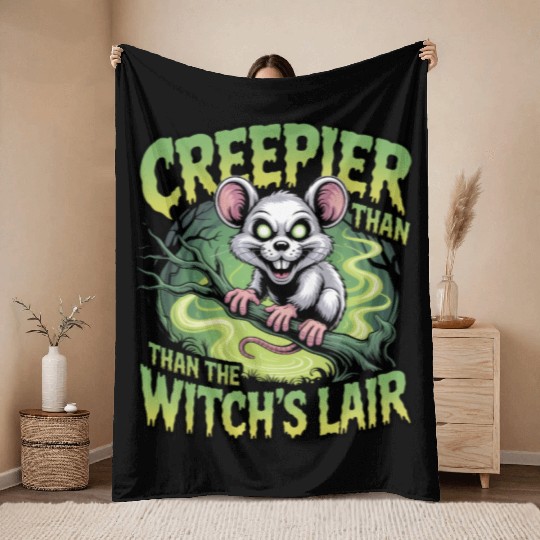 Creeper Mouse in Witch's Lair Design Throw Blankets