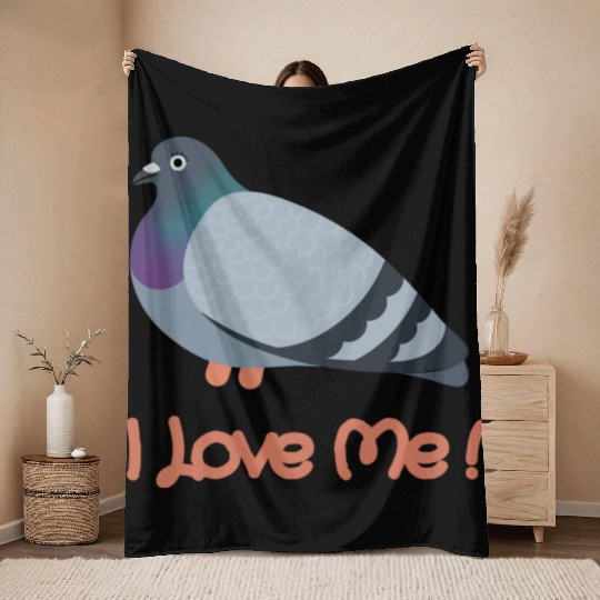 I LOVE ME - Pigeon Throw Blankets
