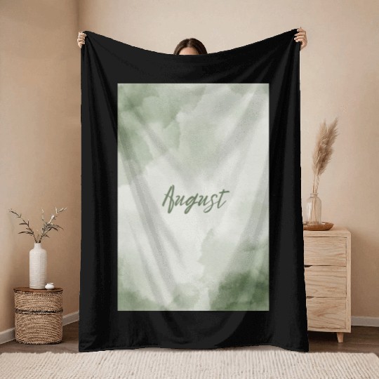 August Watercolor Pastel Typography Throw Blankets