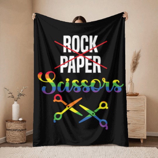 Rock Paper Scissors Fun Throw Blankets Homosexual