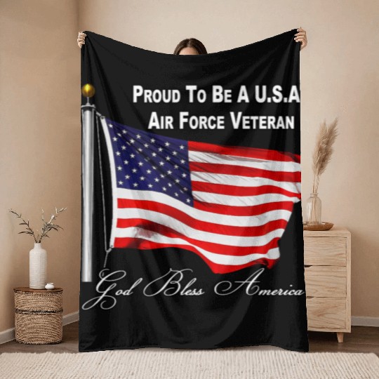 Proud To Be A US Air Force Veteran Throw Blankets
