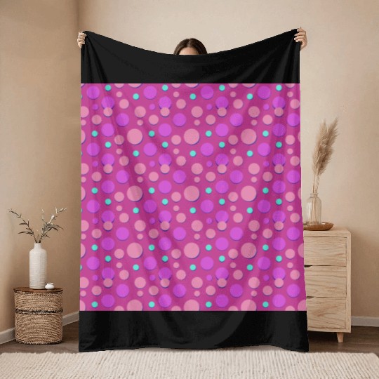 Vibrant Polka Dot Pattern in Pink and Purple Throw Blankets