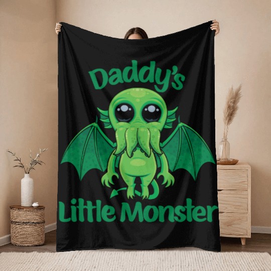 Daddy’s Little Monster Cute Baby Cthulhu Throw Blankets