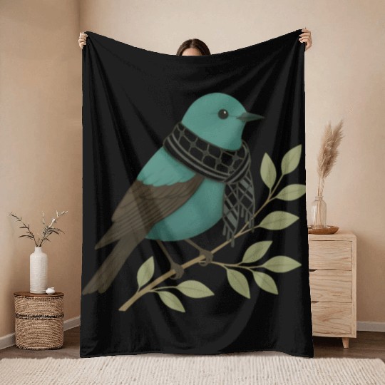 Palestine Sunbird with Keffiyeh and Olive Branch Throw Blankets