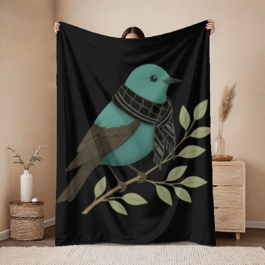 Palestine Sunbird with Keffiyeh and Olive Branch Throw Blankets