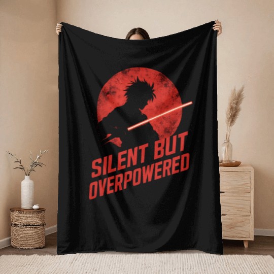 Silhouette Jedi with Red Moon Throw Blankets