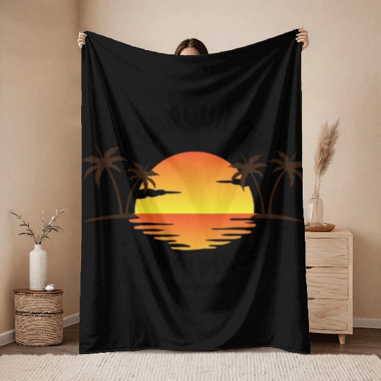 Serene Tropical Sunset Vibes Ocean Horizon Throw Blankets