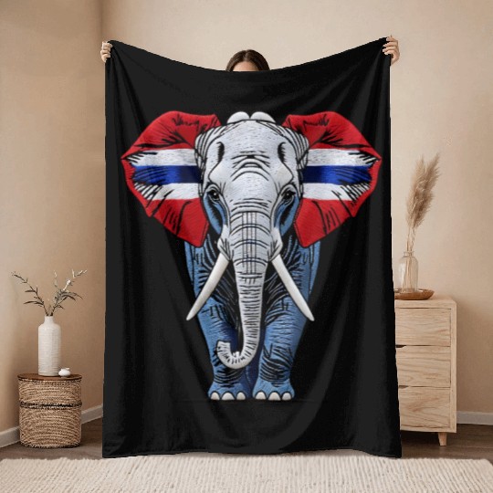 Thailand Elephant Red White Blue National Flag Cul Throw Blankets