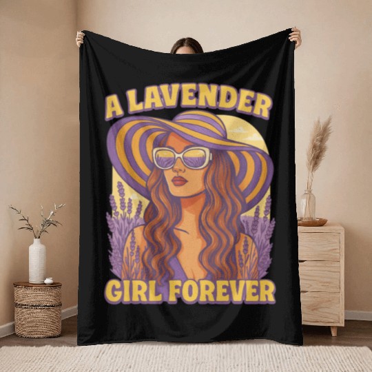 lavender girl Throw Blankets