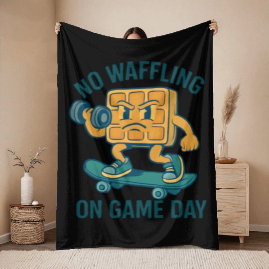 Waffle Character Skateboard Design Throw Blankets