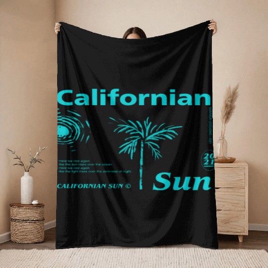 California Sun Fireworks Illustration Throw Blankets
