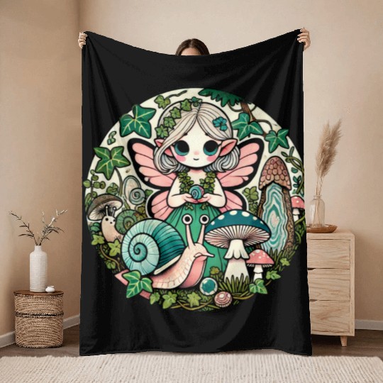 Enchanted Forest Fairy Illustration Throw Blankets